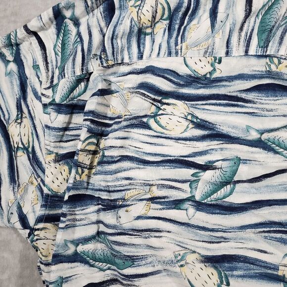 Chaps Ralph Lauren Shirt Mens XL Blue Fishing Fathers Day Collared Button Down - Picture 8 of 10